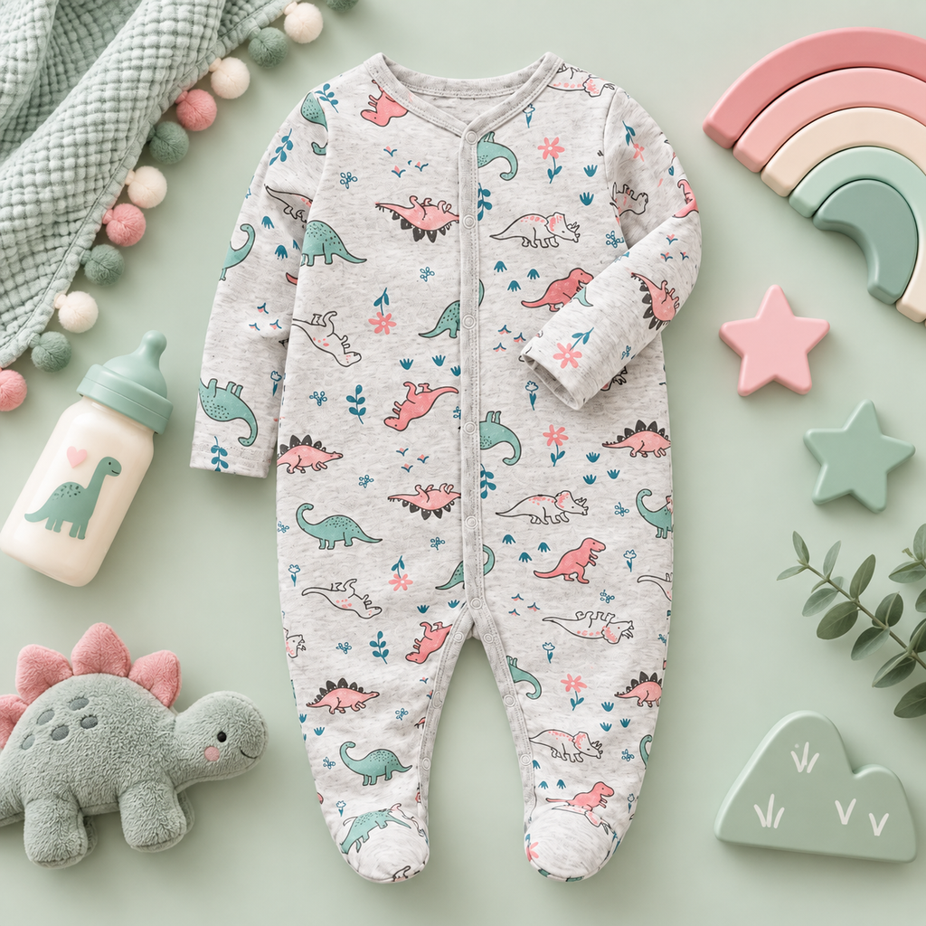 Girls Printed Cotton Romper