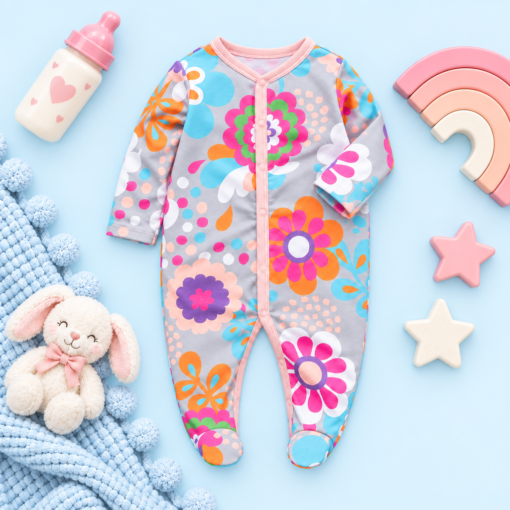 Girls Printed Cotton Romper – alternate view 1