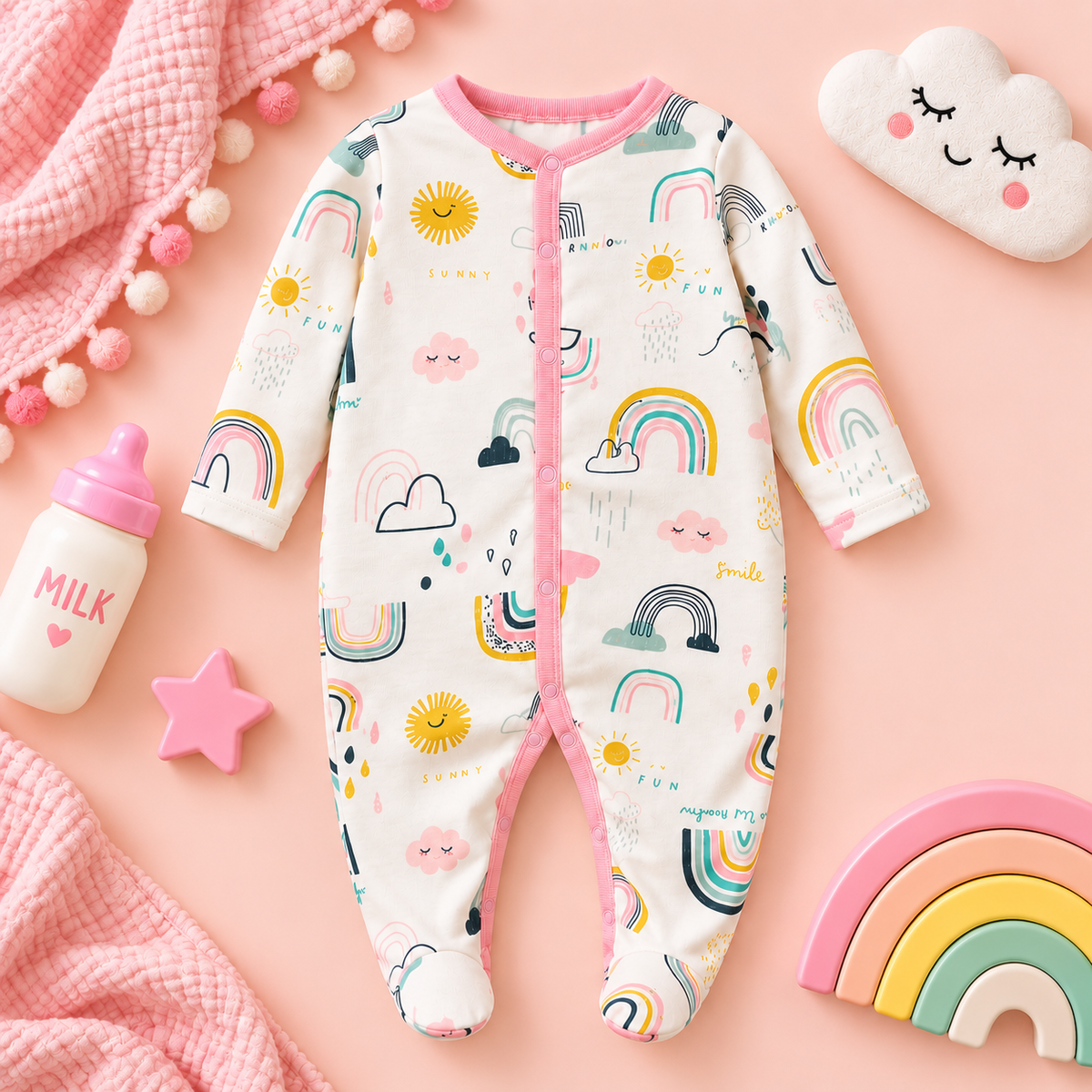 Girls Printed Cotton Romper – alternate view 2