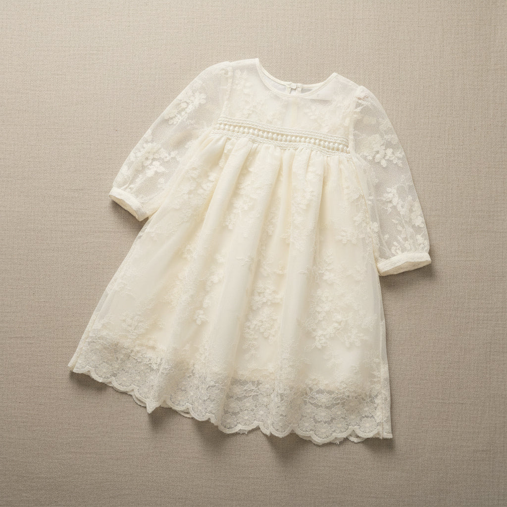 Heirloom Lace Long Sleeve Dress – White – alternate view