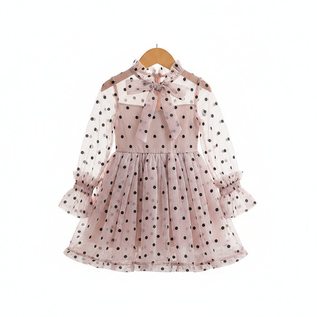 Polka Ruffle Party Dress – Pink