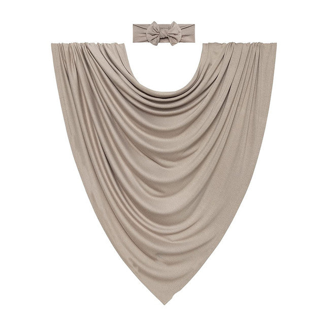 Newborn Cotton Wrap & Matching Accessory – Camel A