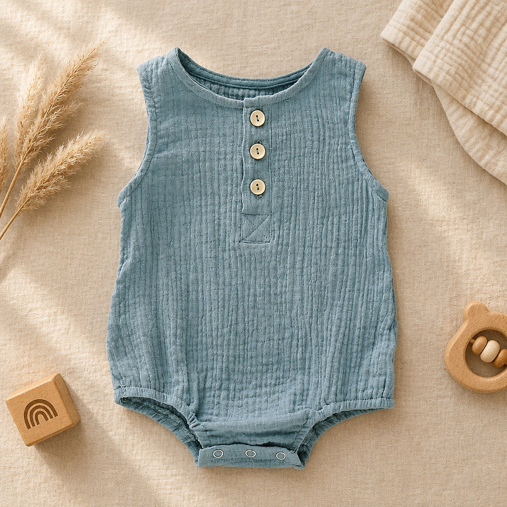 Cotton Drift Boys Romper – Blue