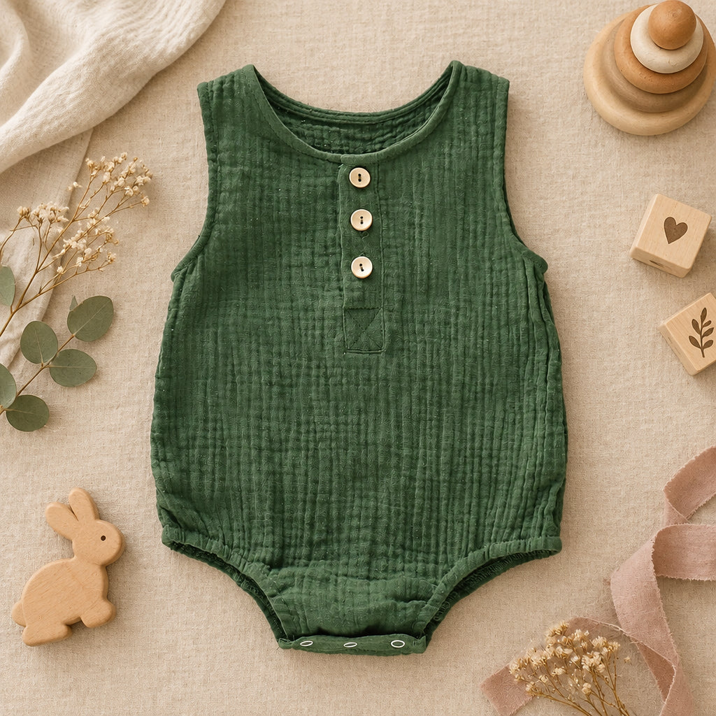 Cotton Drift Boys Romper – Green