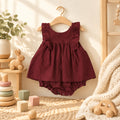 Heritage Ruffle Bodysuit Dress – Wine Red