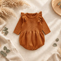 Heirloom Knit Ruffle Romper – Brown