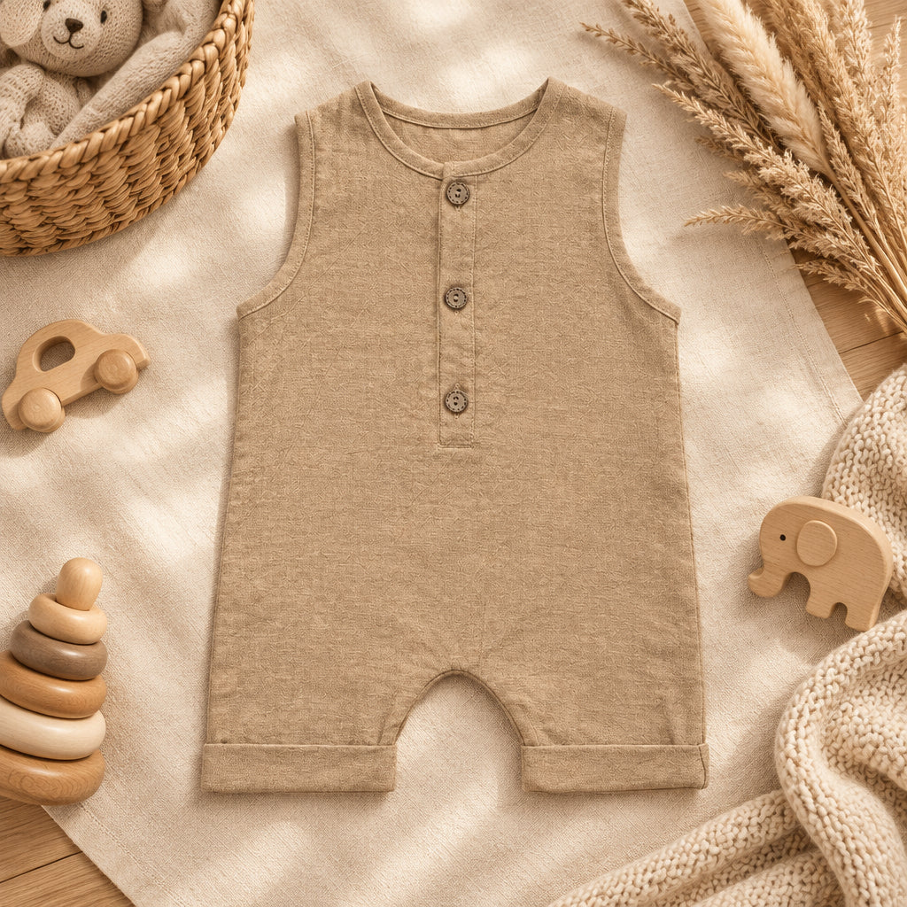 Sun & Sand Baby Romper – Beige