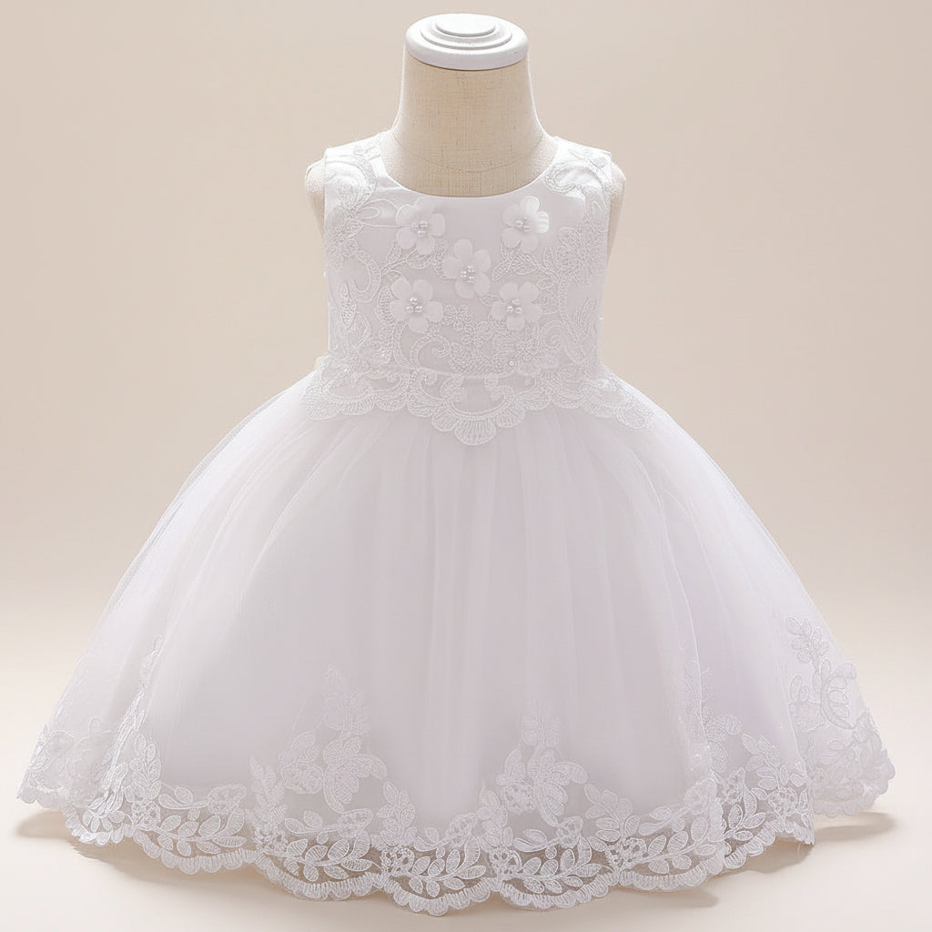 Petite Blossom Tulle Dress – White