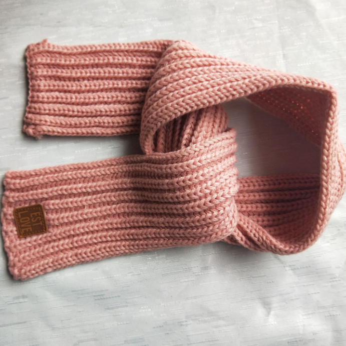 Winter Knit Kids Scarf – Pink