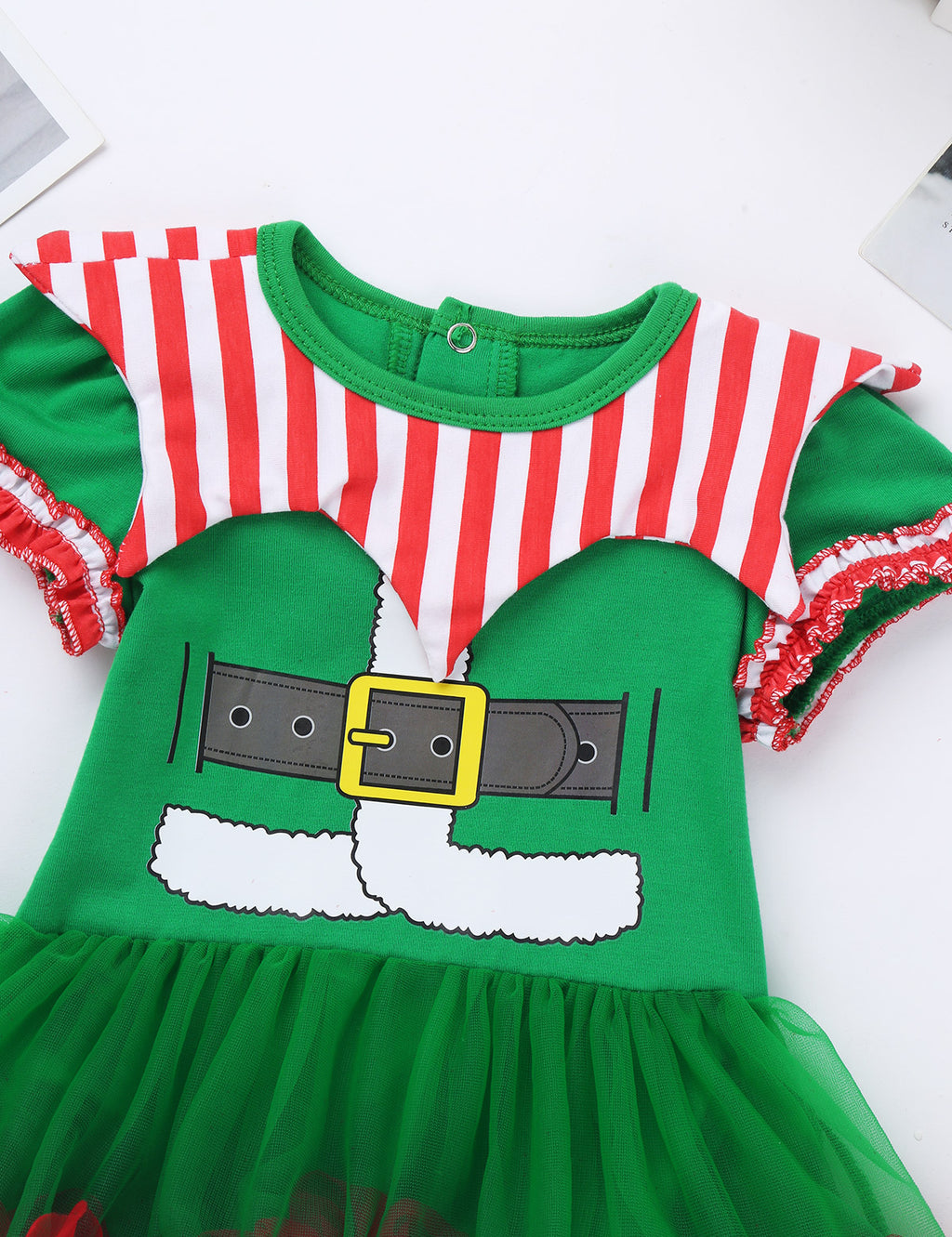 Festive Elf Baby Romper Set – Green and Red – view 2