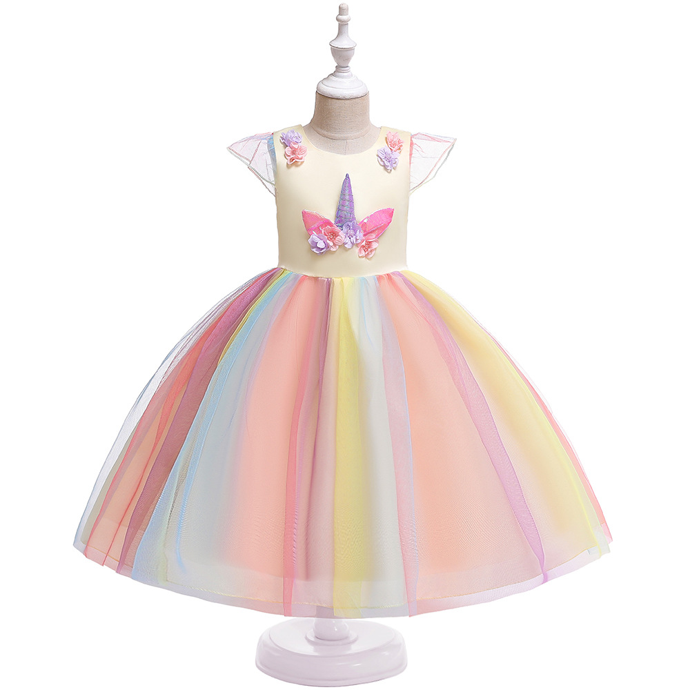 Rainbow Unicorn Tulle Dress – Gold Horn
