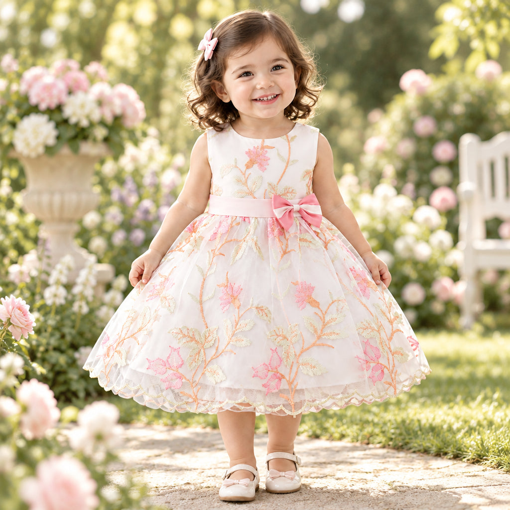Magnolia Belle Dress – White & Pink Floral
