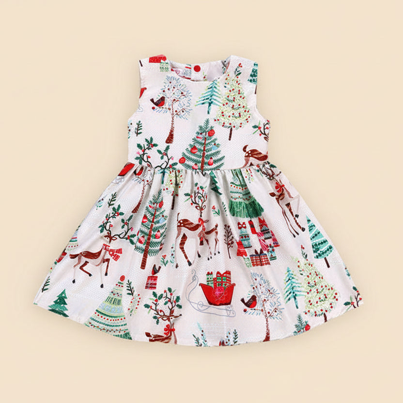 Miss Reindeer Christmas Dress – White – alternate view