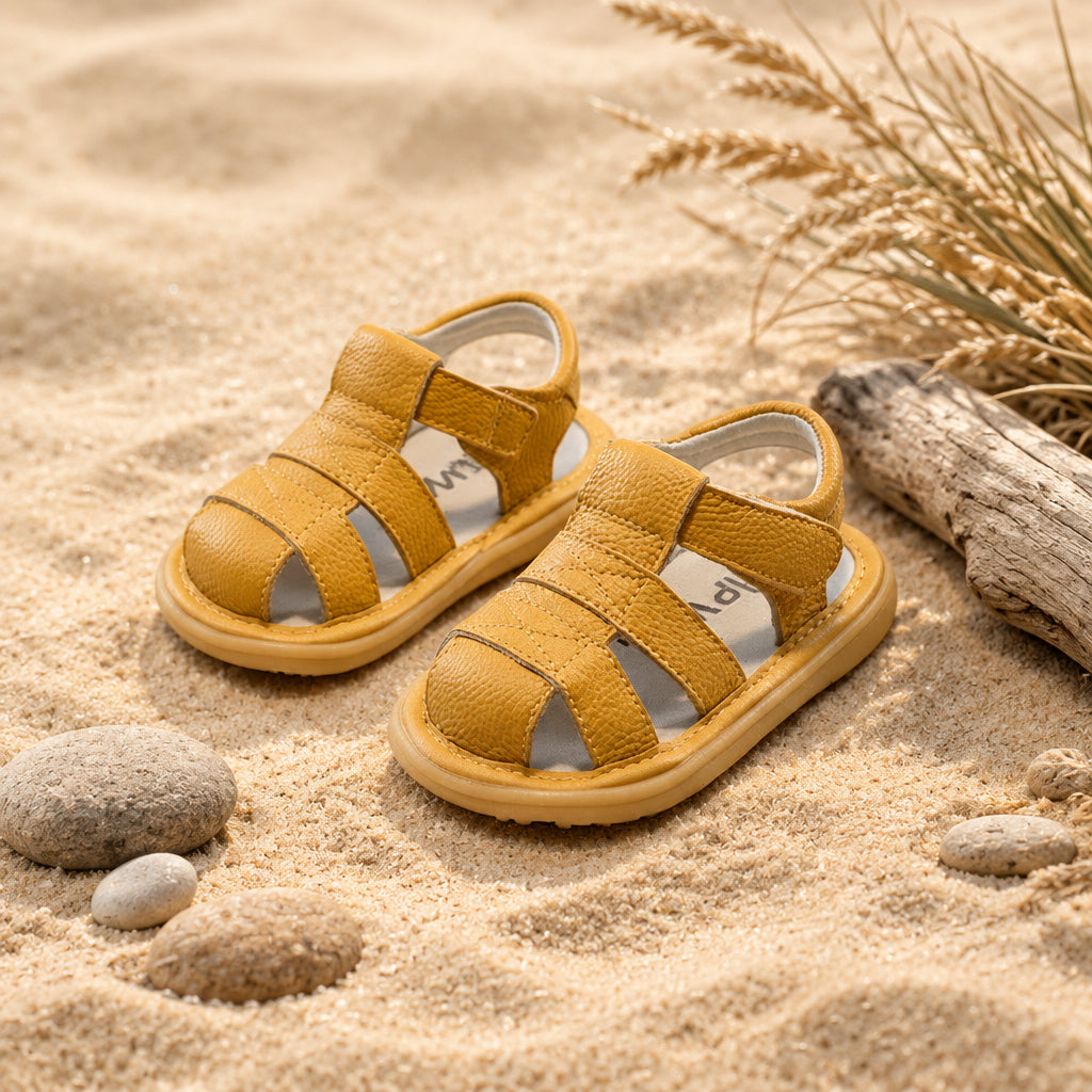 Tiny Wanderer Leather Sandals – Yellow