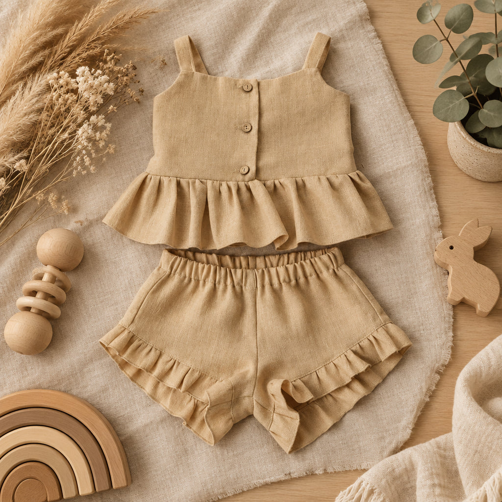 Willow Vintage Ruffle Set – Beige