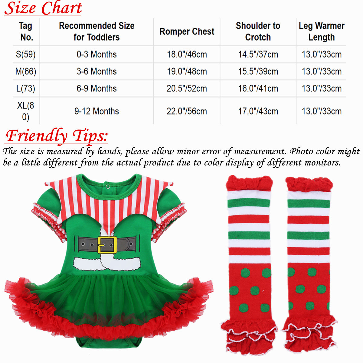 Festive Elf Baby Romper Set – Green and Red – view 5