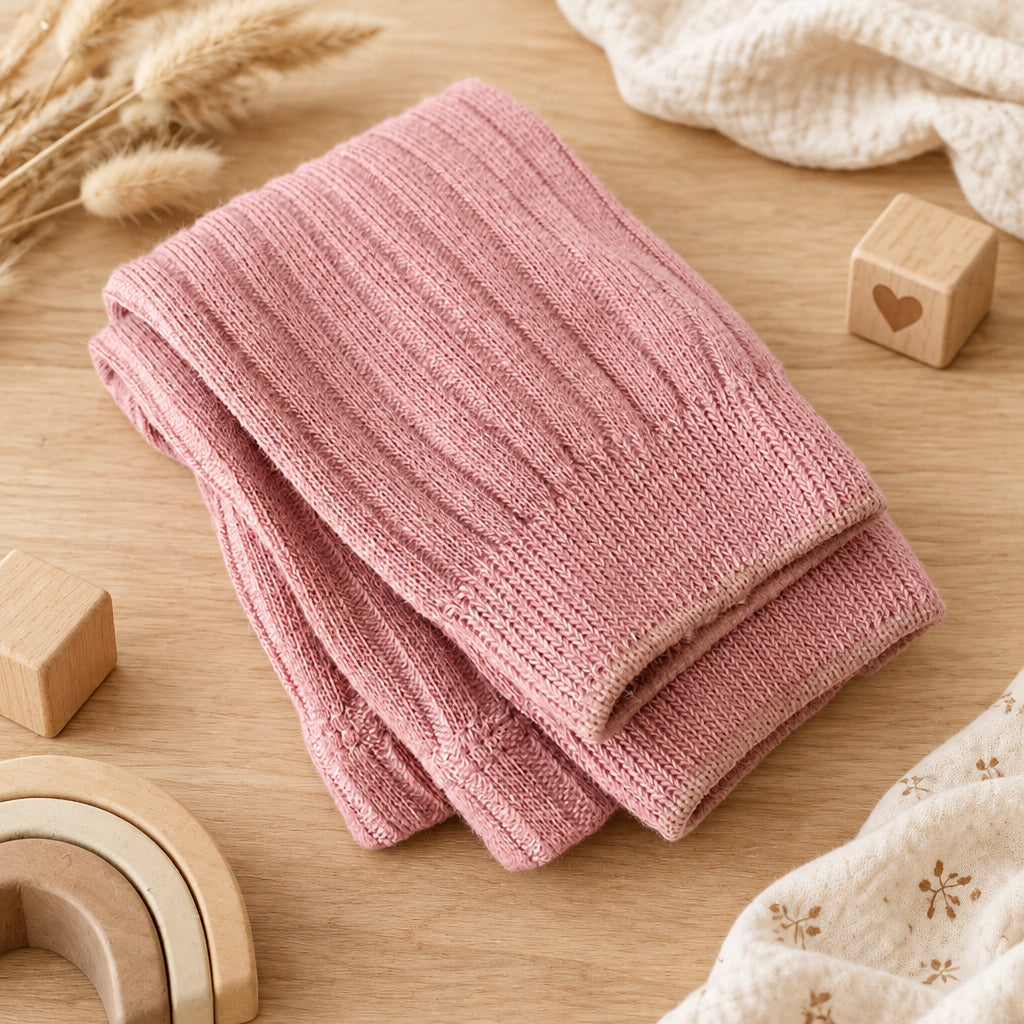 Mabel Ribbed Tights – Pink
