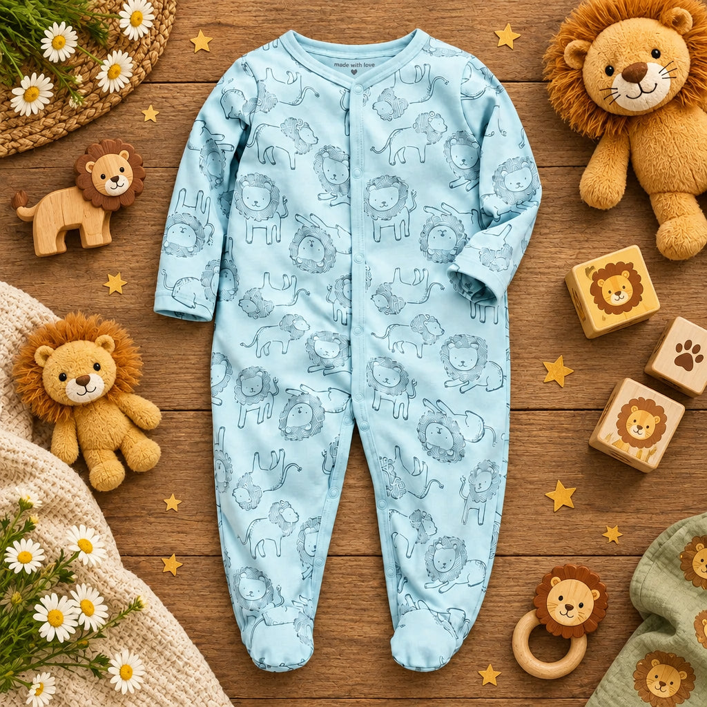 Boys Printed Cotton Romper – 1 style | Lions Pride